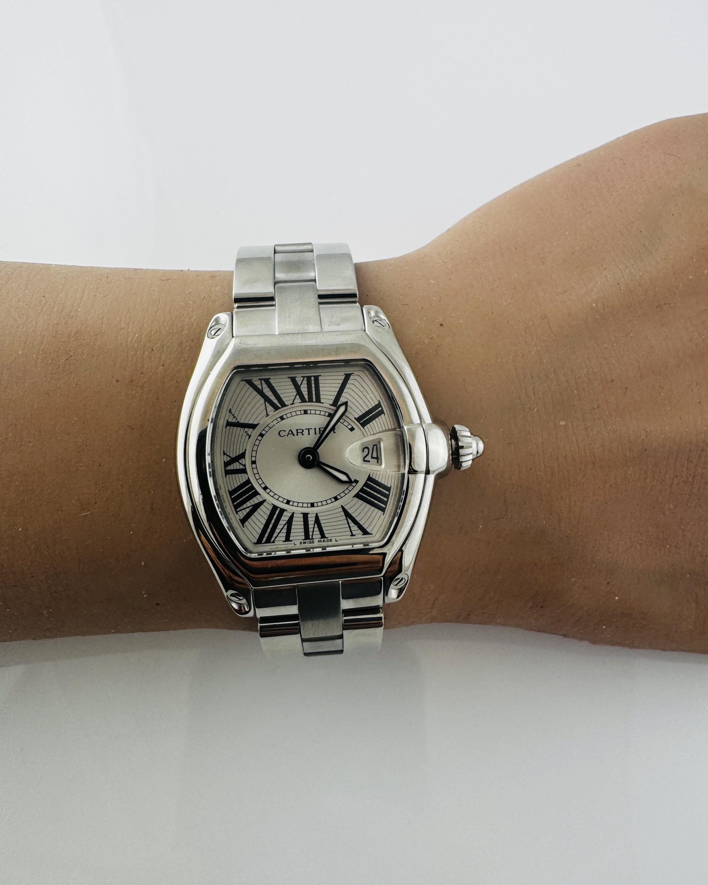 Cartier Roadster Donna 2675 Orologio inossidabile quadrante argento #23251 in vendita 10