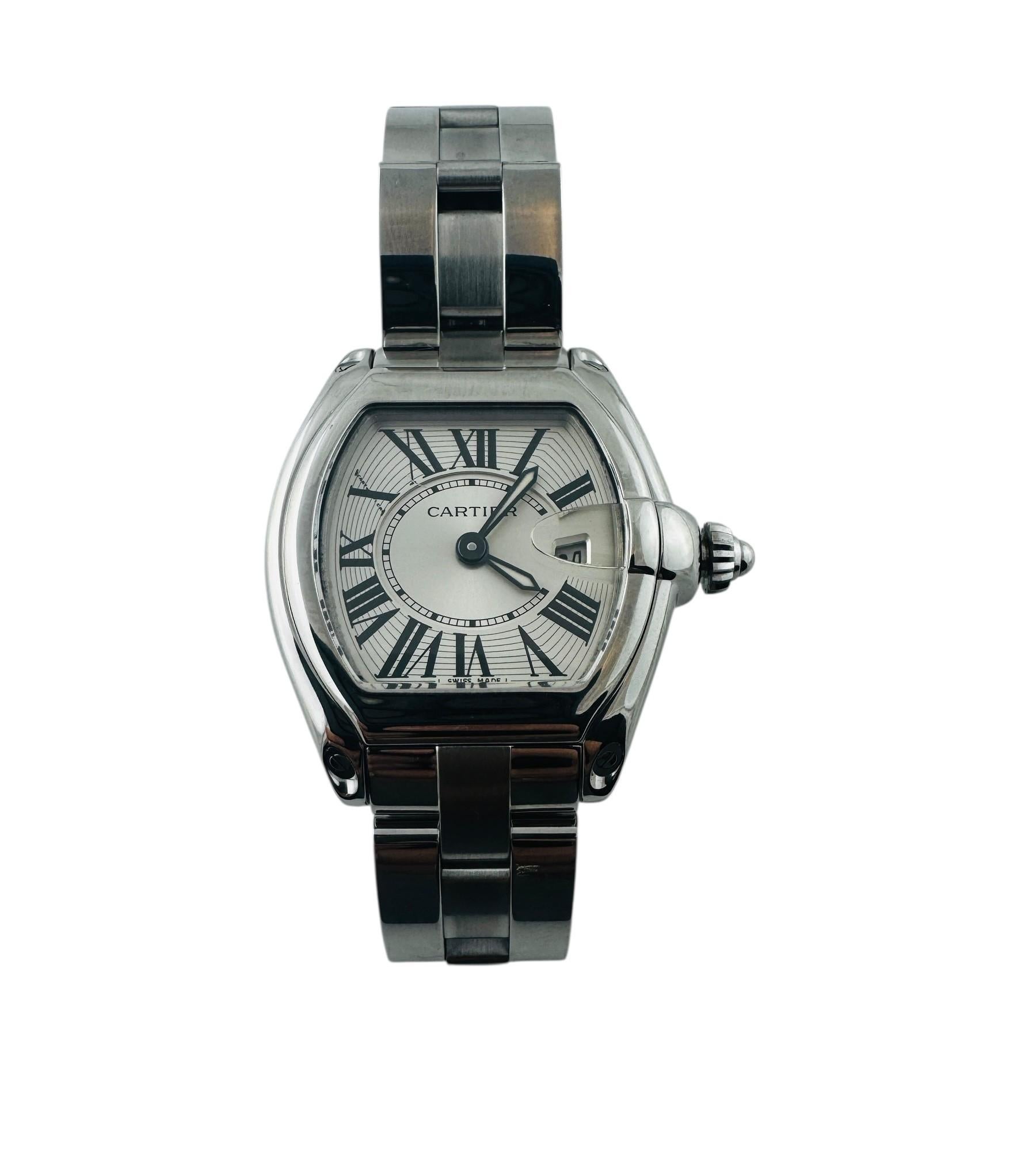 Contemporaneo Cartier Roadster Donna 2675 Orologio inossidabile quadrante argento #23251 in vendita