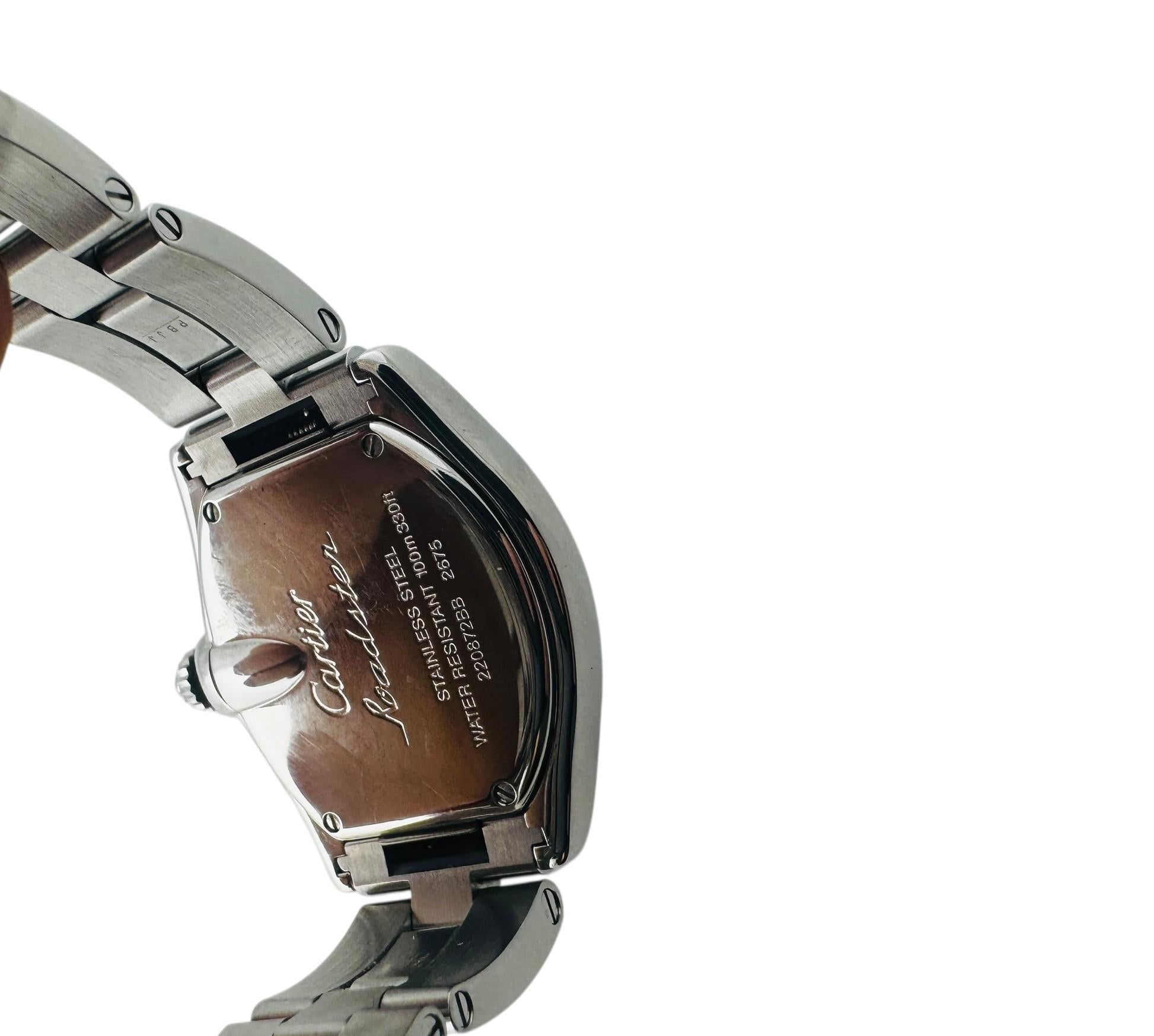 Cartier Roadster Donna 2675 Orologio inossidabile quadrante argento #23251 in vendita 5