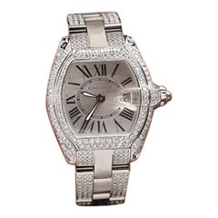 Cartier Roadster Donna Cassa e bracciale laterale in acciaio inossidabile con diamanti W62016V3