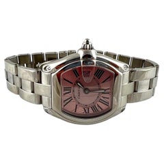 Cartier Roadster Ladies Stainless Steel Pink Roman Dial Watch