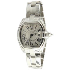 Vintage Cartier Roadster Ladies Stainless Steel Silver Roman Dial Watch Quartz