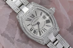 Cartier Roadster Ladies Stainless Steel Diamond Case & Side Bracelet W62016V3