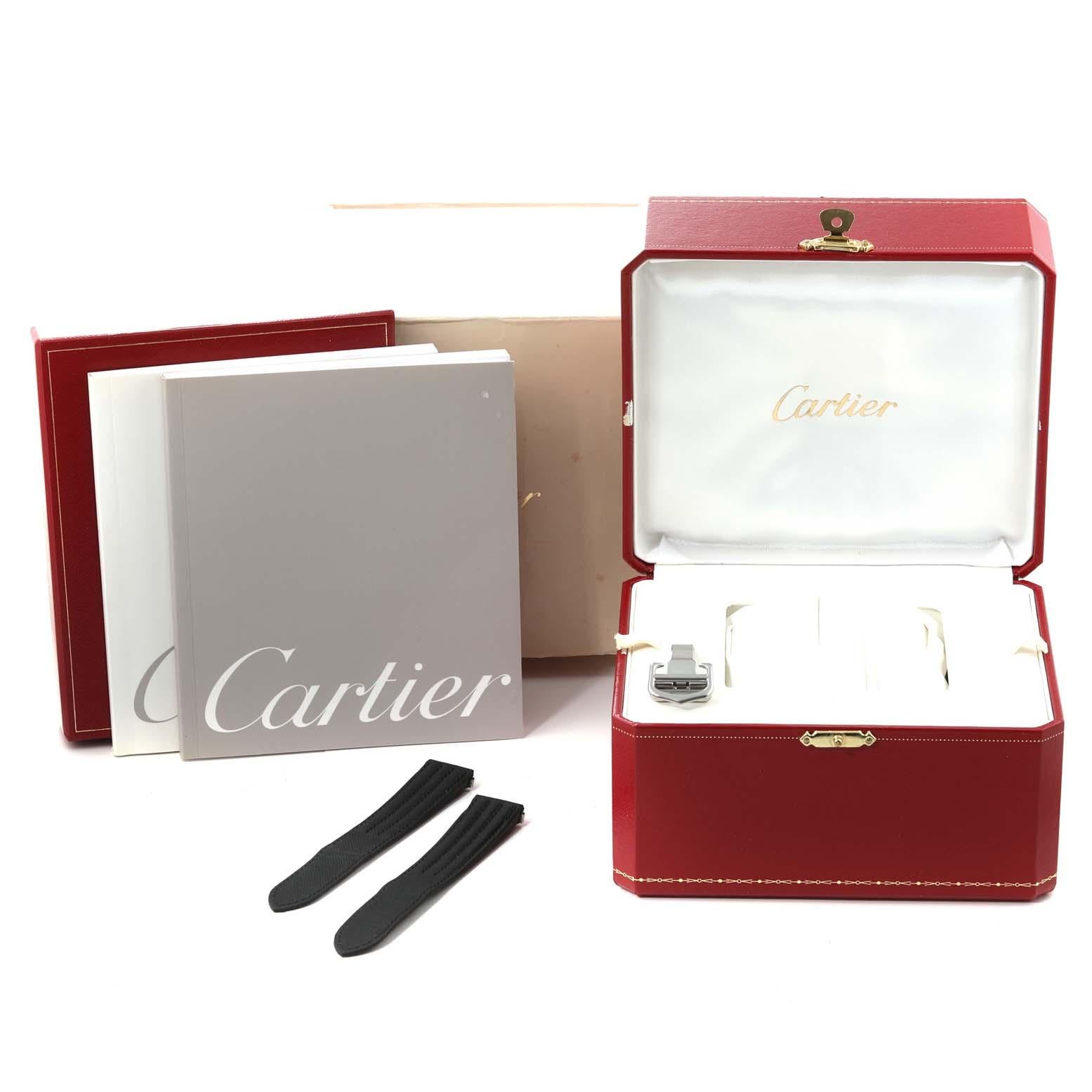 Cartier Roadster Large Silver Dial Steel Mens Watch W62025V3 Box Papers 6