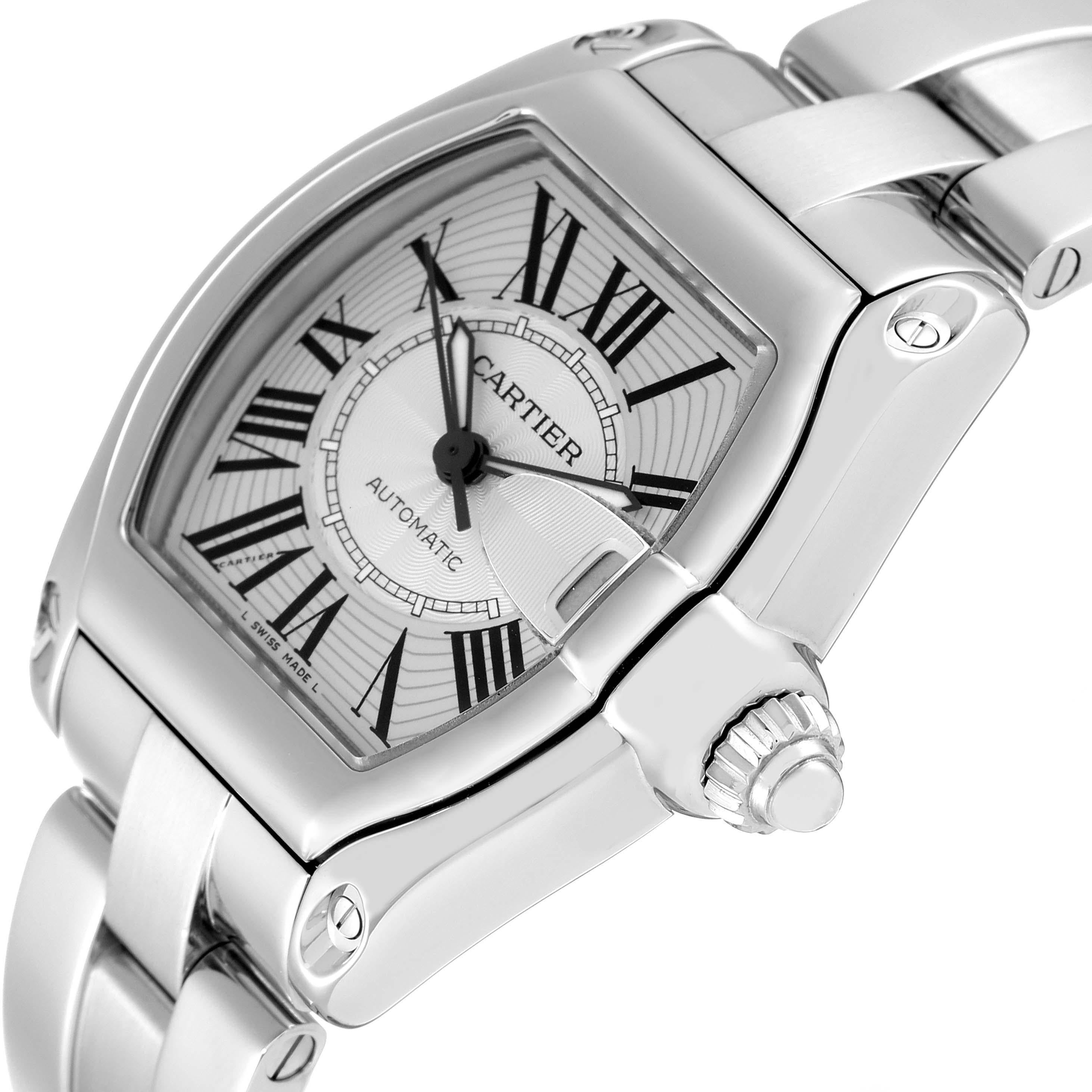Cartier Roadster Large Silver Dial Steel Mens Watch W62025V3 Box Papers 1