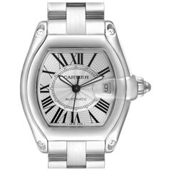 Cartier Roadster Large Silver Dial Steel Mens Watch W62025V3 Box Papers Cartier Roadster Large Silver Dial Steel Mens Watch W62025V3 Box Papers