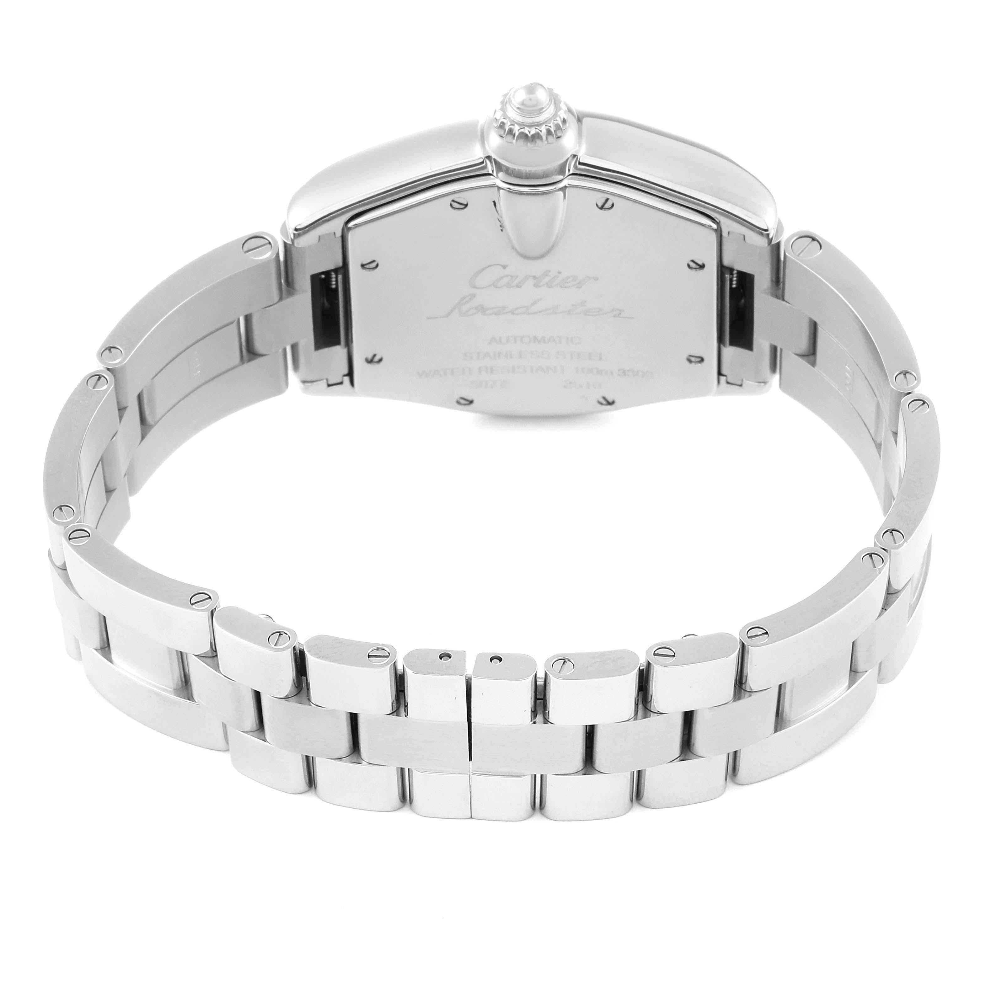 Cartier Roadster Large Silver Dial Steel Mens Watch W62025V3 For Sale 1