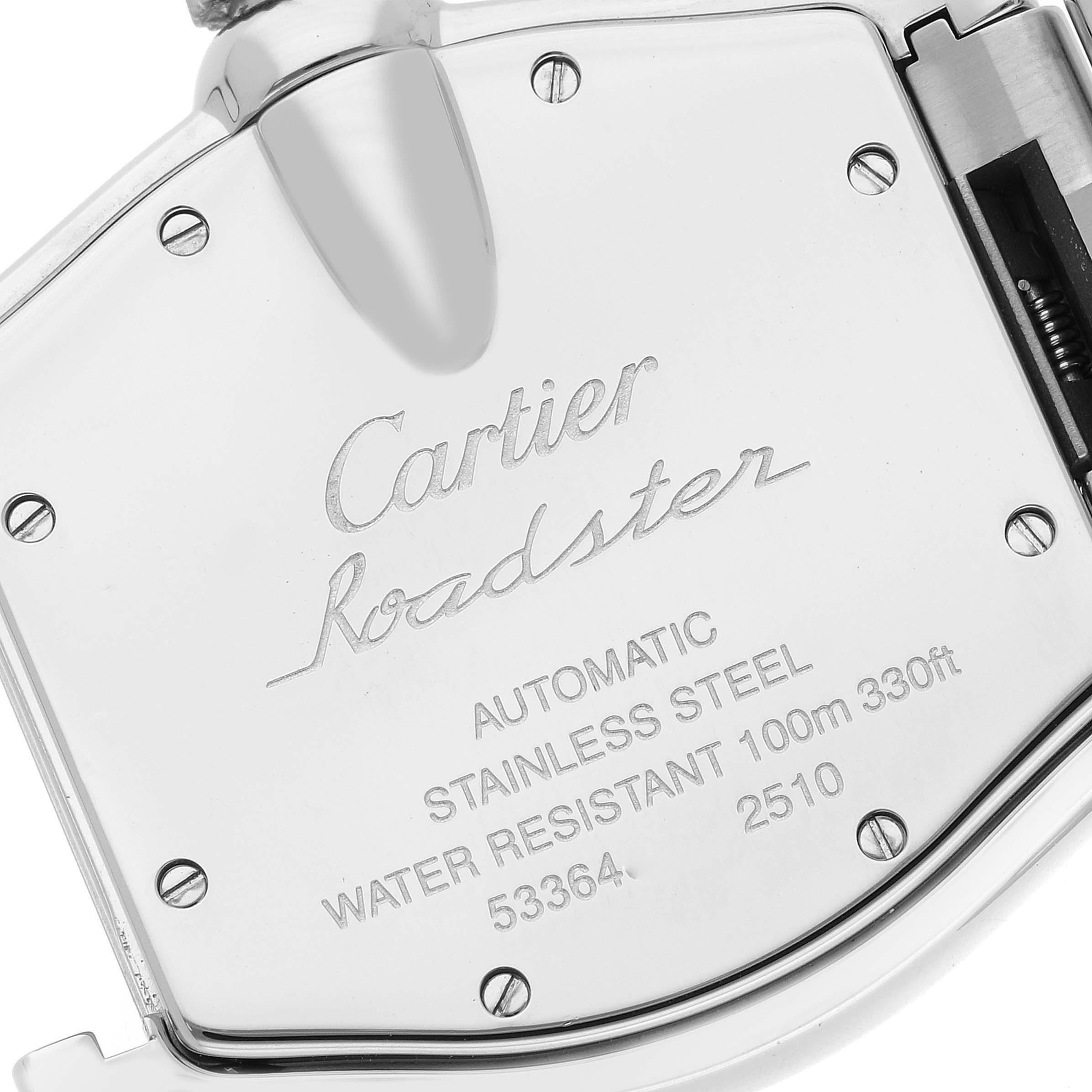 Cartier Roadster Large Silver Dial Steel Mens Watch W62025V3 en vente 1