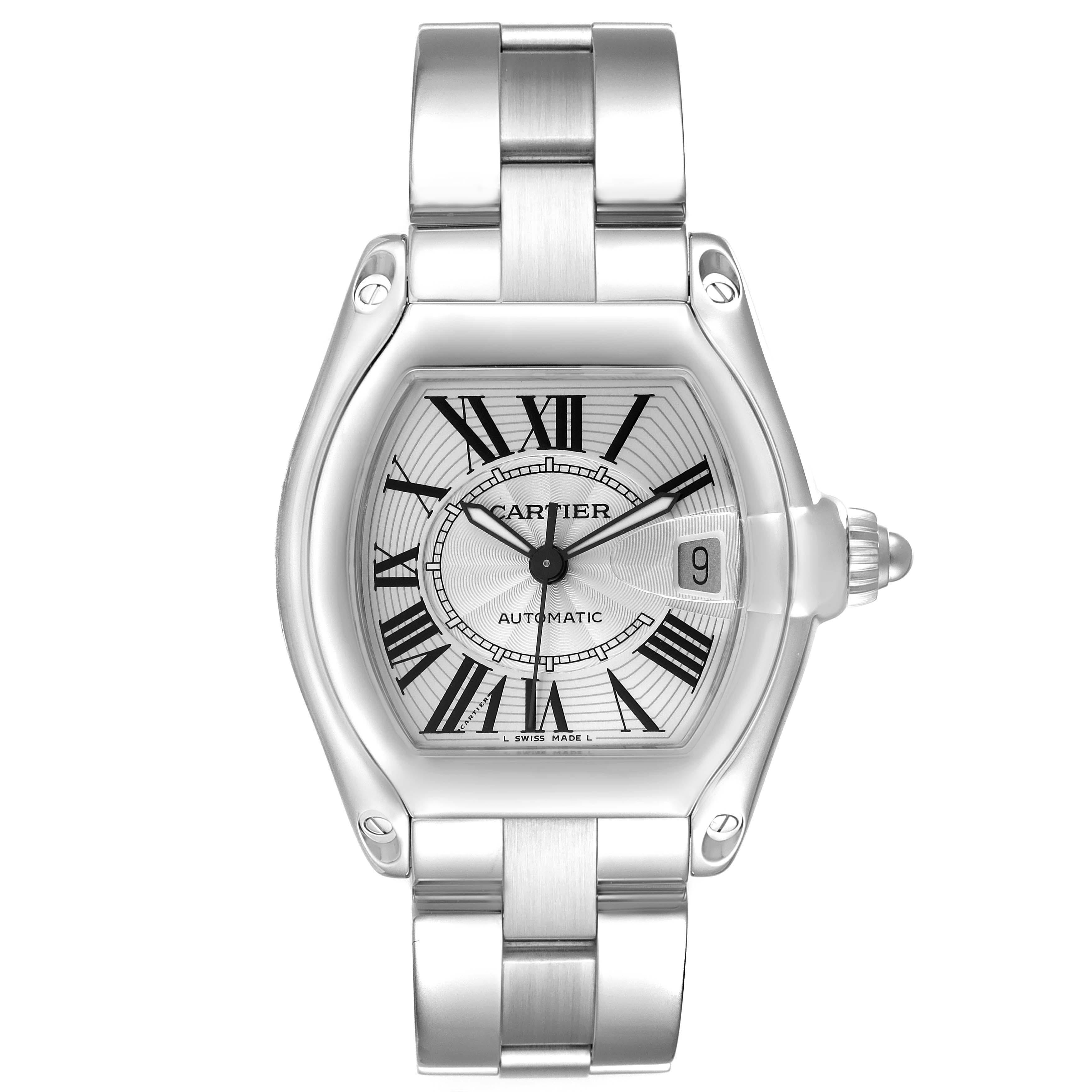 Cartier Roadster Large Silver Dial Steel Mens Watch W62025V3 3