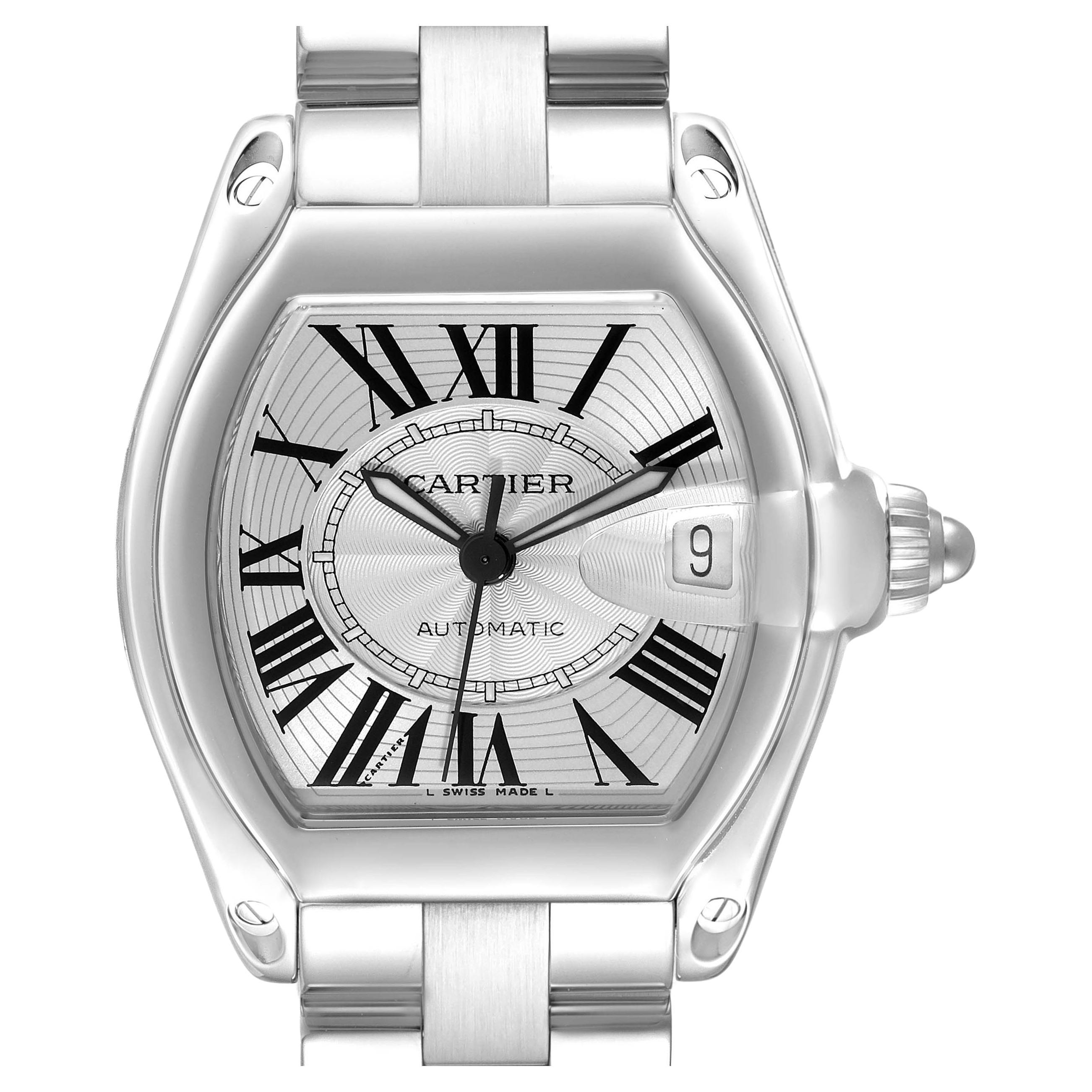 Cartier Roadster Large Silver Dial Steel Mens Watch W62025V3