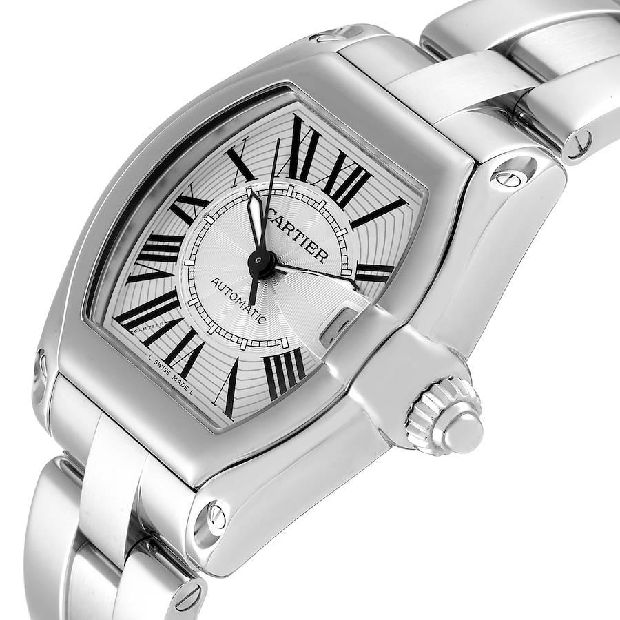 Cartier Roadster Large Silver Dial Steel Mens Watch W62025V3 Papers For Sale 1