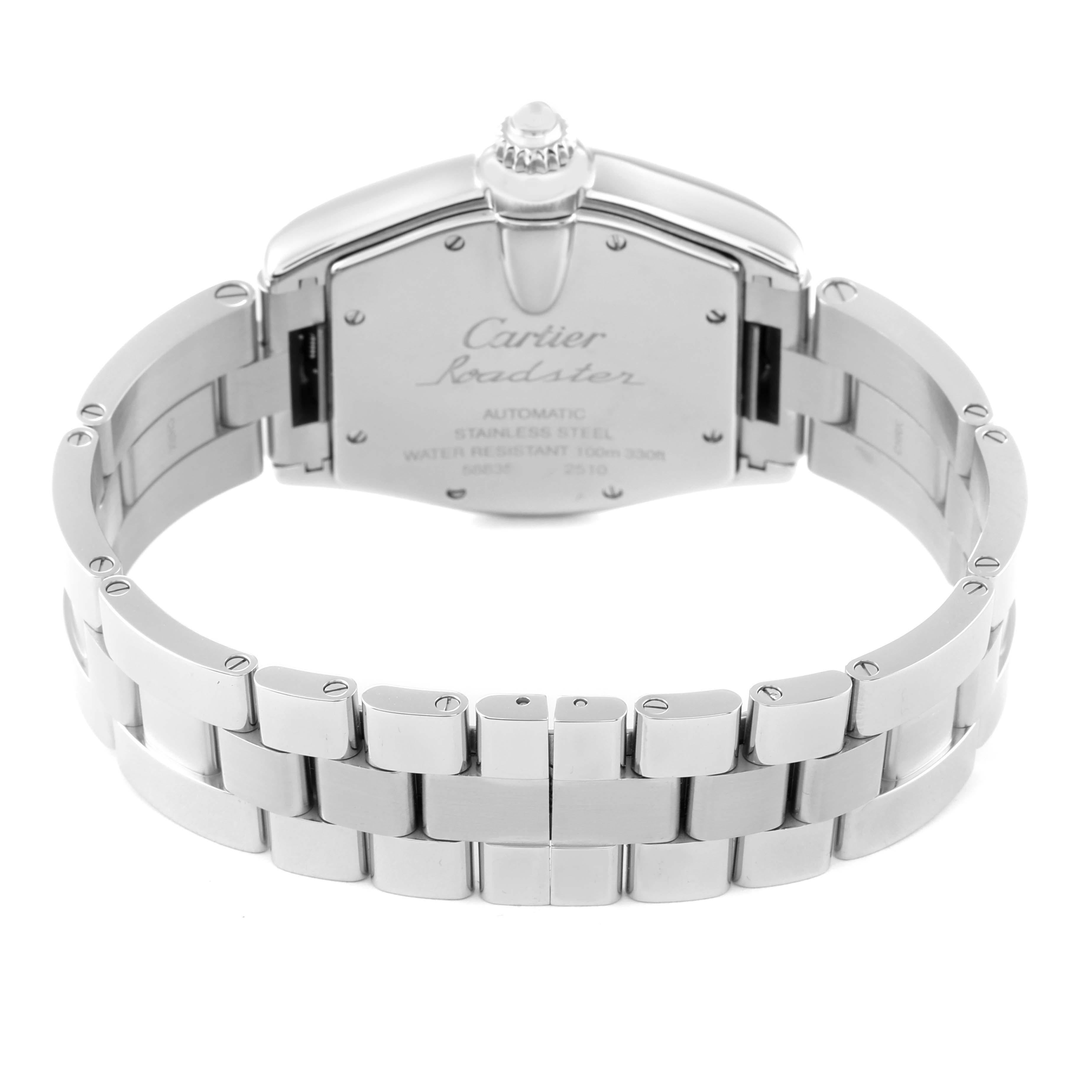 Cartier Roadster Large Silver Dial Steel Mens Watch W62025V3 Papers 3