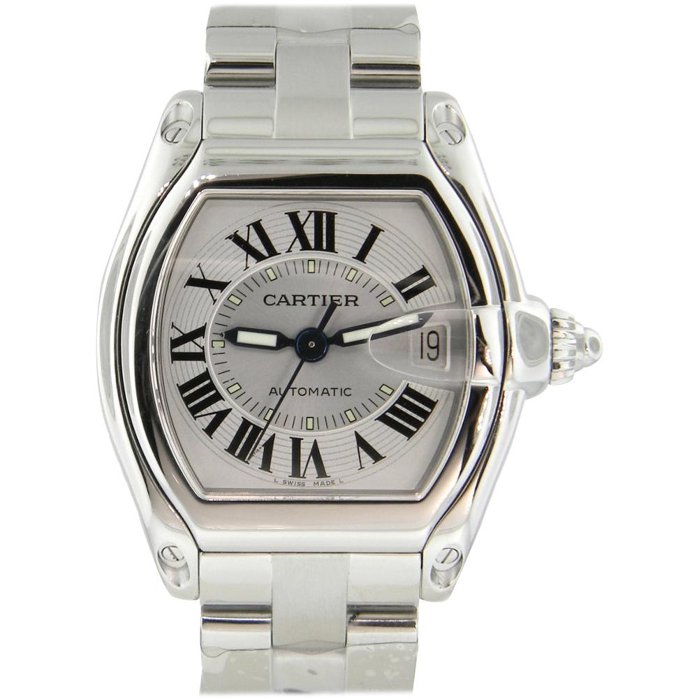 Cartier Roadster Large Silver Dial w/Date Automatic Stainless Steel Watch #2510 