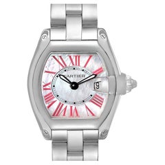 Cartier Roadster Mother of Pearl Dial Steel Ladies Watch W6206006 Box Papers