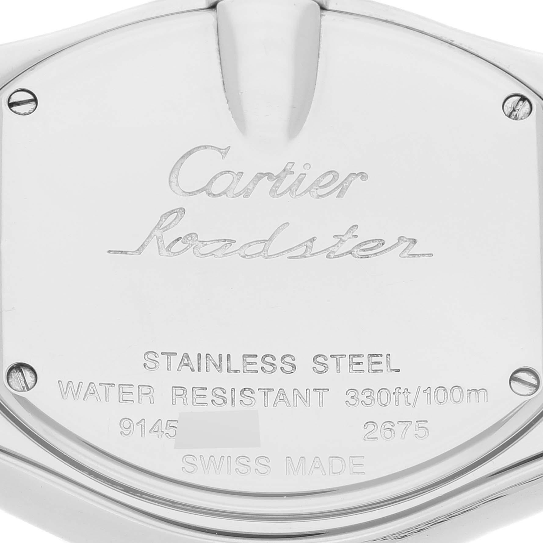 Cartier Roadster Mother of Pearl Dial Steel Ladies Watch W6206006 In Excellent Condition In Atlanta, GA