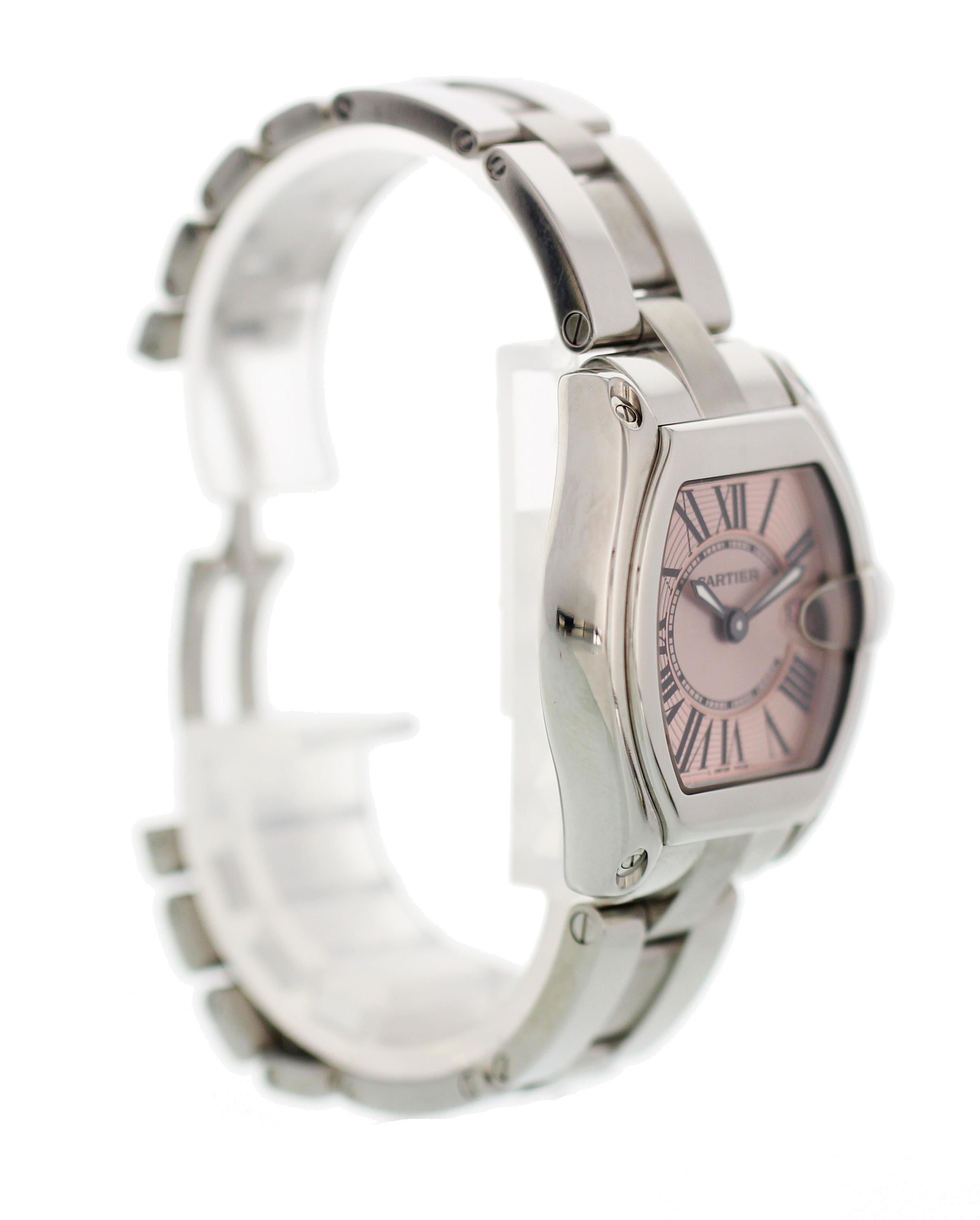 Cartier Roadster Pink Dial 2675 Ladies Watch In Excellent Condition For Sale In New York, NY