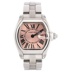 Cartier Roadster Pink Dial Quartz Watch Stainless Steel 30