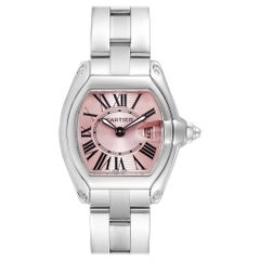 Cartier Roadster Pink Dial Small Model Steel Ladies Watch W62017V3