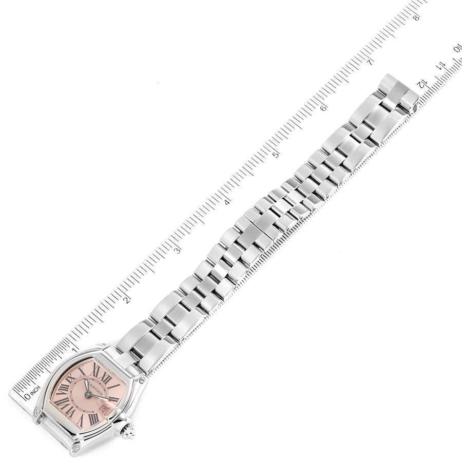 Cartier Roadster Pink Dial Stainless Steel Ladies Watch W62017V3 Box Papers For Sale 2