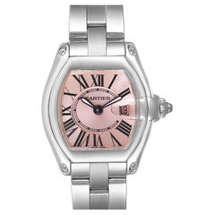 Cartier Roadster Pink Dial Stainless Steel Ladies Watch W62017V3 Box Papers