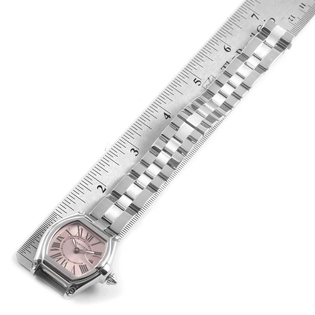 Cartier Roadster Pink Dial Stainless Steel Ladies Watch W62017V3 For Sale 5