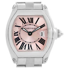 Cartier Roadster Pink Dial Stainless Steel Ladies Watch W62017V3