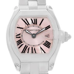 Cartier Roadster Pink Dial Stainless Steel Ladies Watch W62017V3