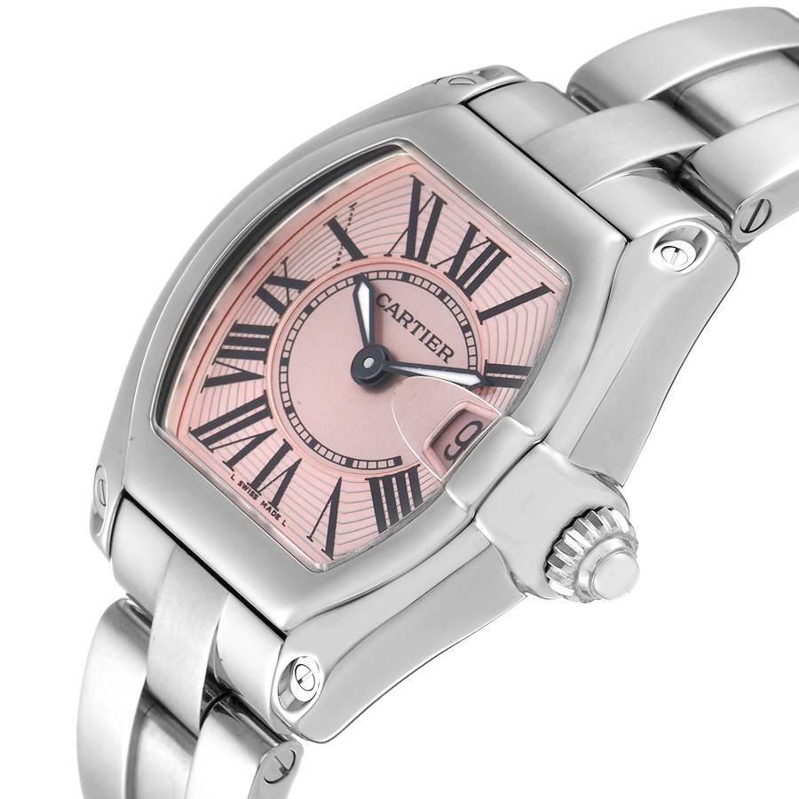 Women's Cartier Roadster Pink Dial Steel Ladies Watch W62017V3 Box Papers