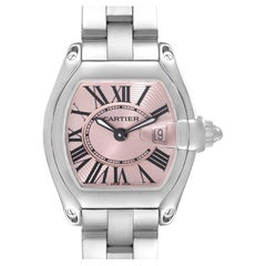 Cartier Roadster Pink Dial Steel Ladies Watch W62017V3