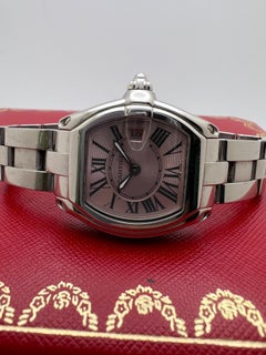 Cartier Roadster Pink Dial W62017V3 Stainless Steel Quartz Ladies Watch B&P