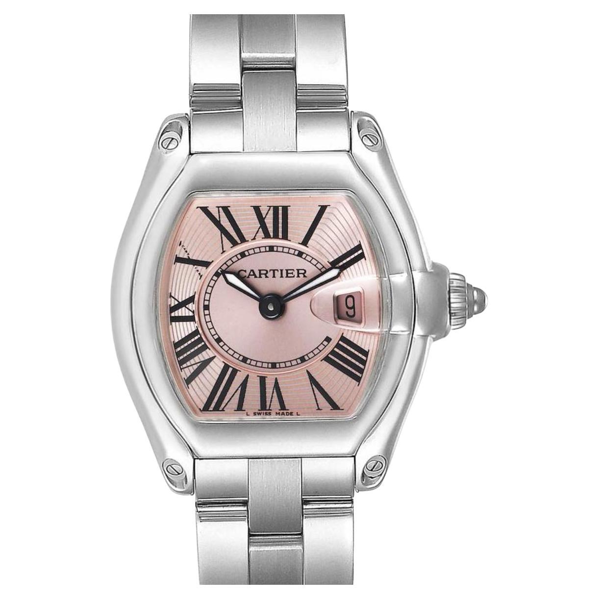 Cartier Roadster Pink Dial W62017V3 Stainless Steel Quartz Ladies Watch B&P im Angebot