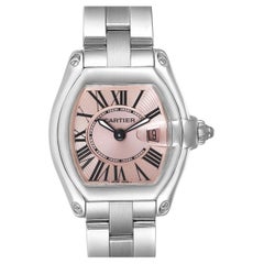 Cartier Roadster Pink Dial W62017V3 Stainless Steel Quartz Ladies Watch B&P