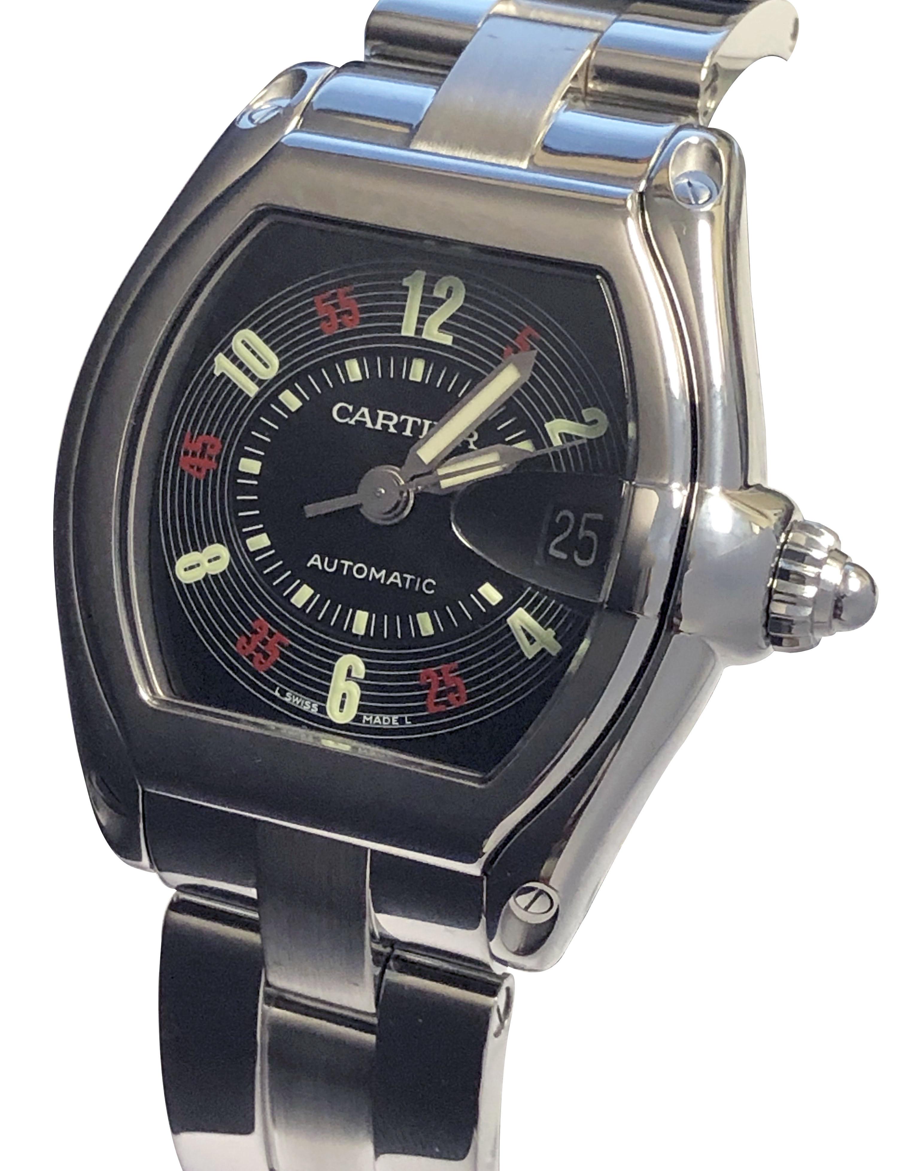 da uomo o donna Cartier Roadster Ref 2510 Orologio da polso automatico grande in acciaio inossidabile in vendita