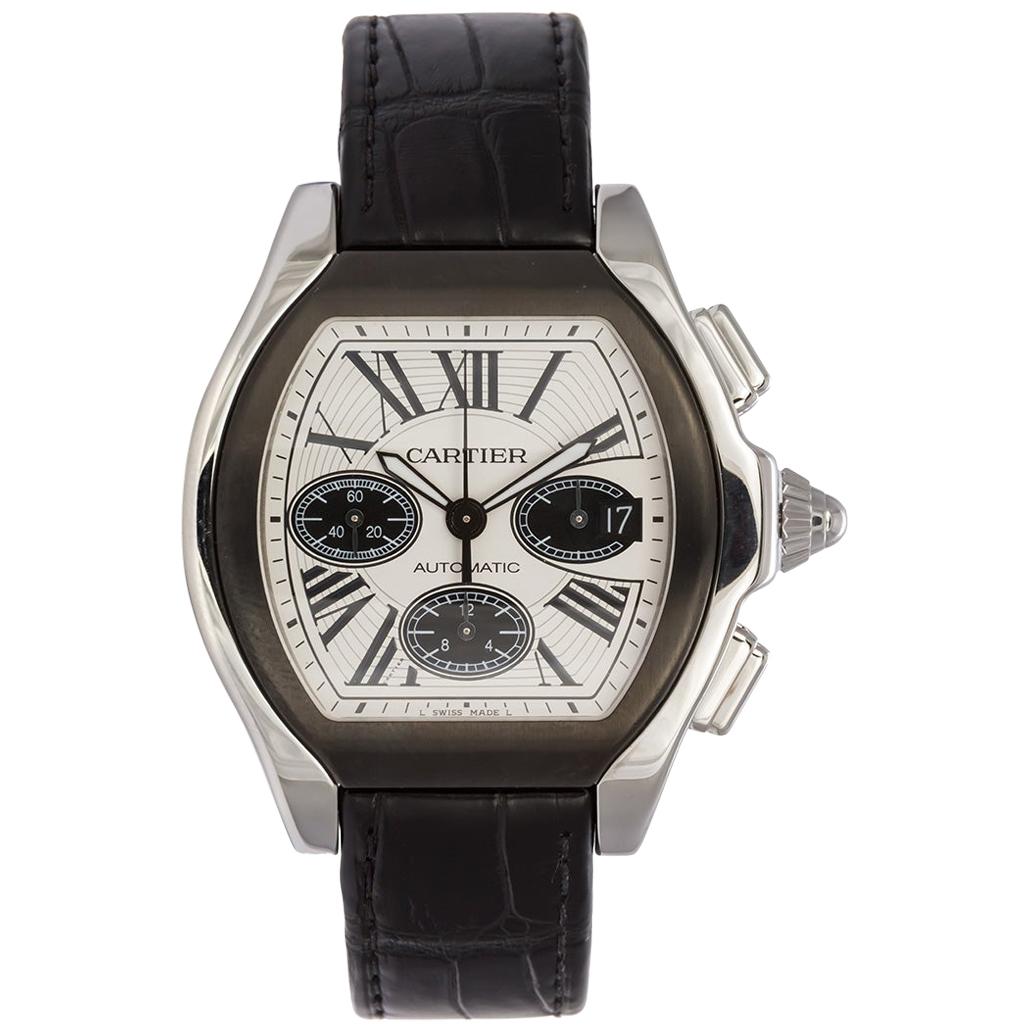 Cartier Roadster S XL Chronograph Panda Dial Steel and Leather 3405 W6206020
