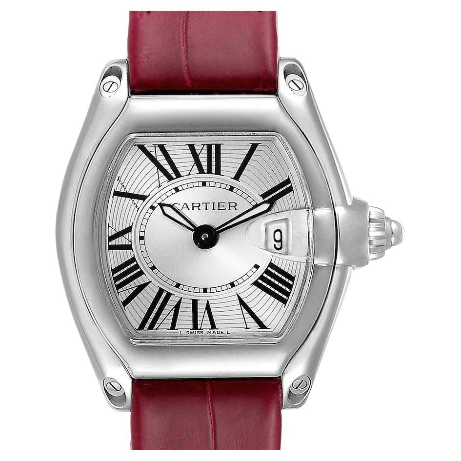 Cartier Roadster Silver Dial Burgundy 