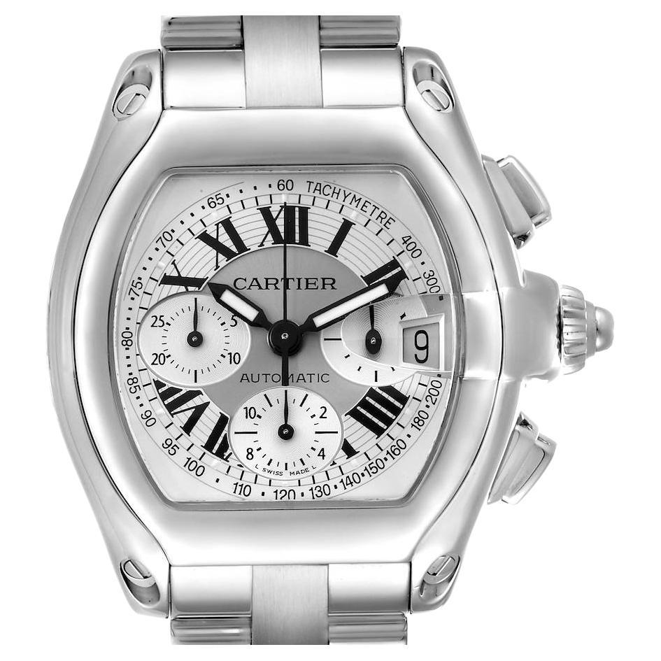 Cartier Roadster Silver Dial Chronograph Steel Mens Watch W62006X6