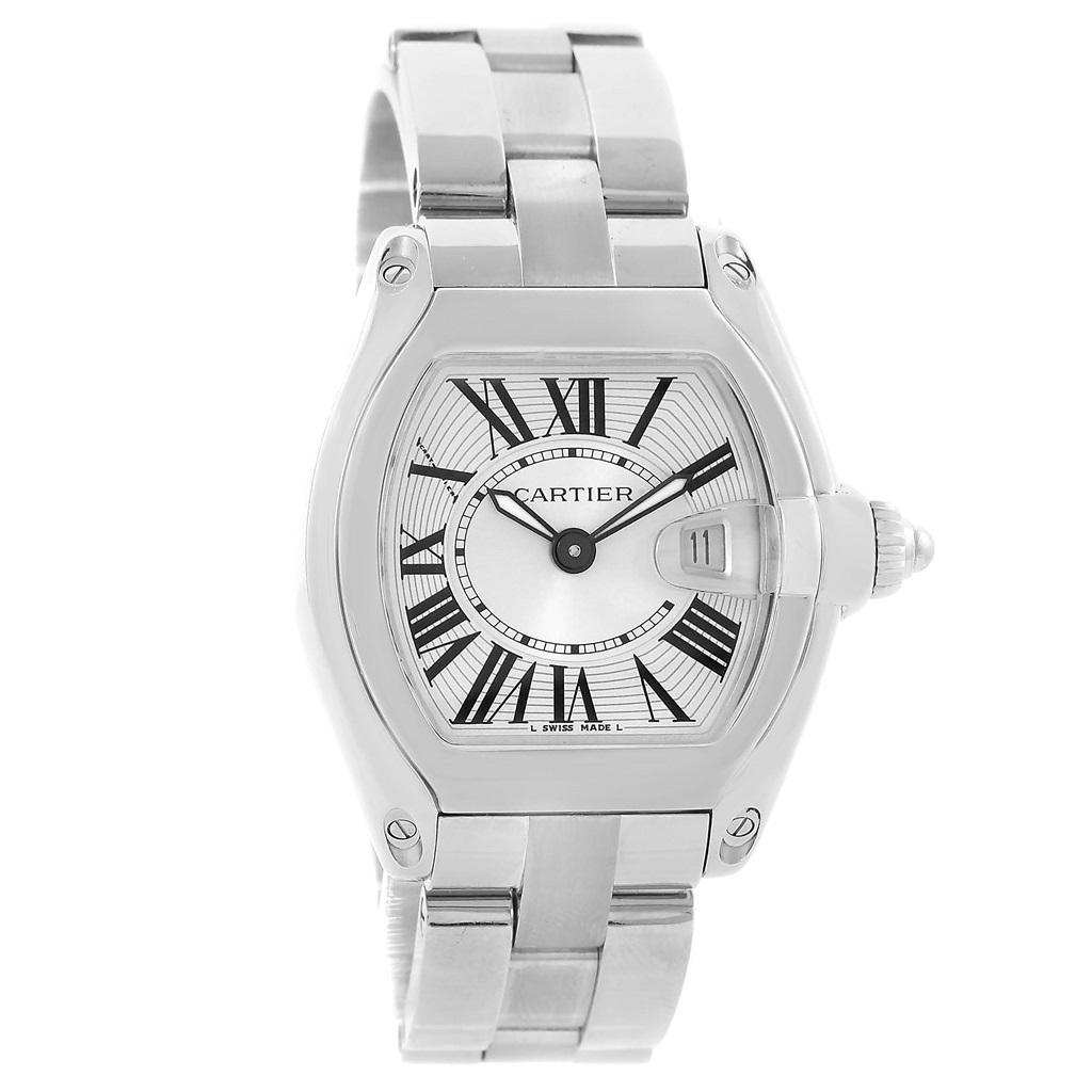 Cartier Roadster Silver Dial Ladies Stainless Steel Watch W62016V3 In Excellent Condition In Atlanta, GA