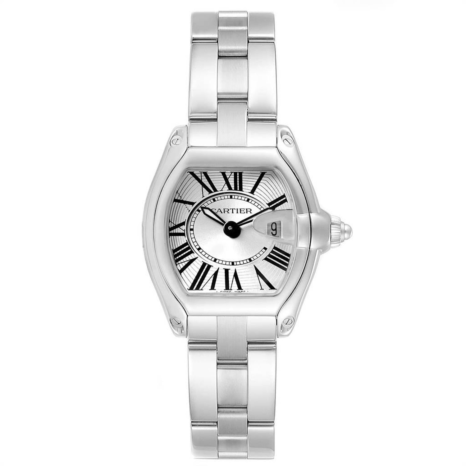 Cartier Roadster Silver Dial Roman Numerals Steel Ladies Watch W62016v3 For Sale At 1stdibs