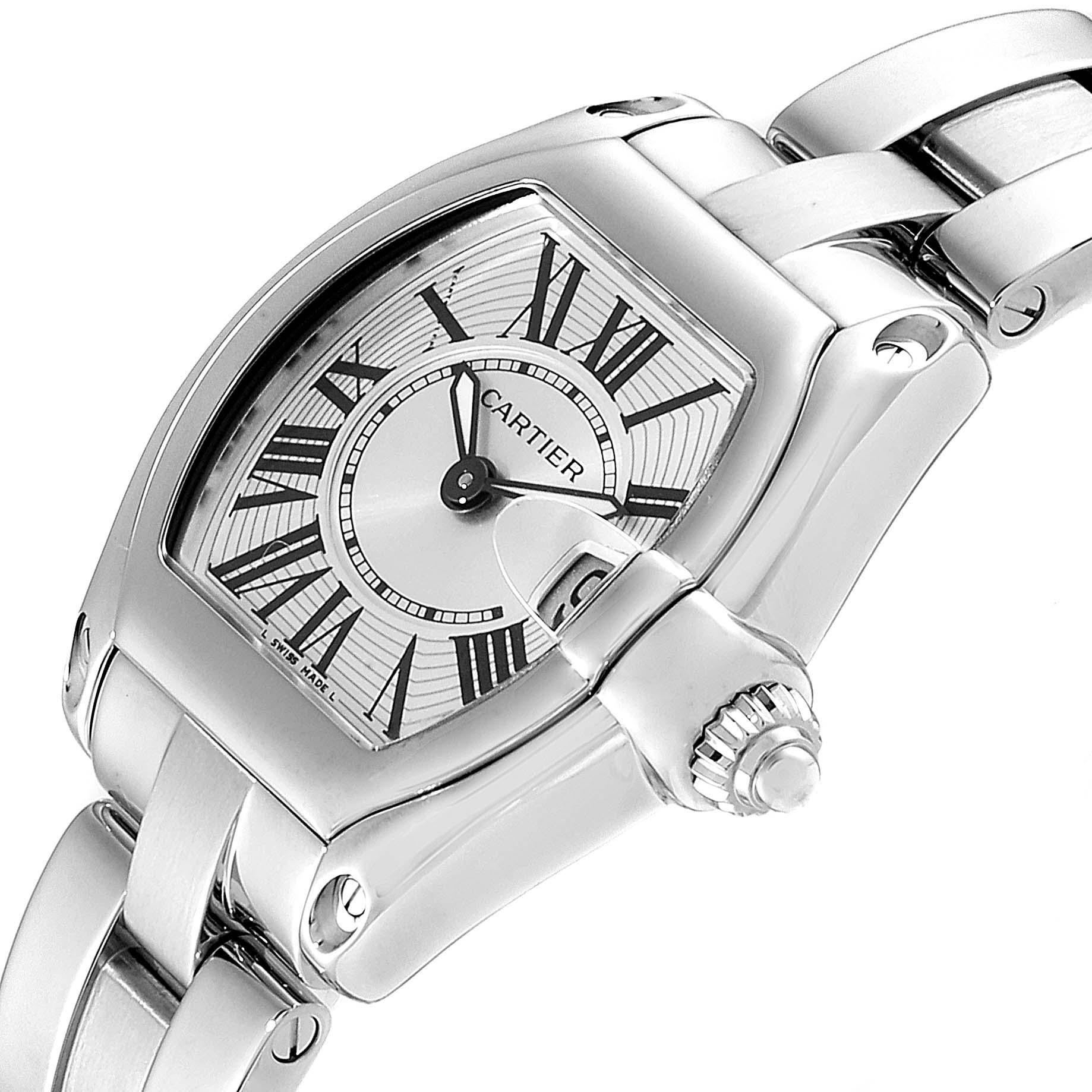 Cartier Roadster Silver Dial Small Model Steel Ladies Watch W62016V3 Box For Sale 1