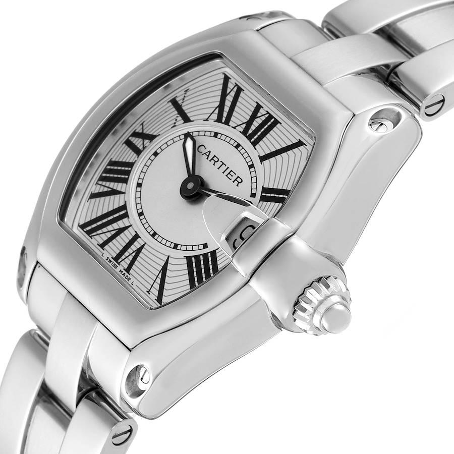 Women's Cartier Roadster Silver Dial Steel Ladies Watch W62016V3 Extra Strap For Sale