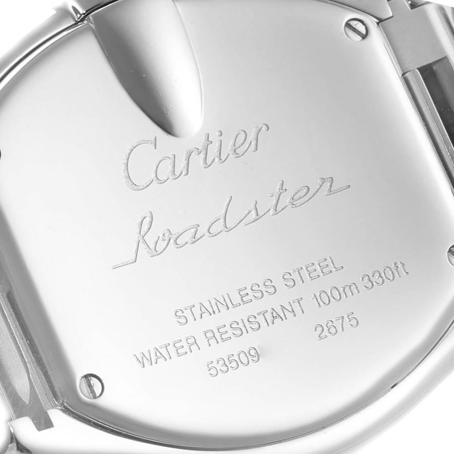 Cartier Roadster Silver Dial Steel Ladies Watch W62016V3 Extra Strap For Sale 1