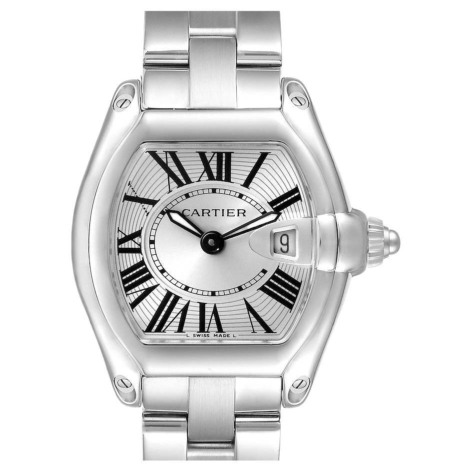 Cartier Roadster Silver Dial Steel Ladies Watch W62016V3 Extra Strap For Sale