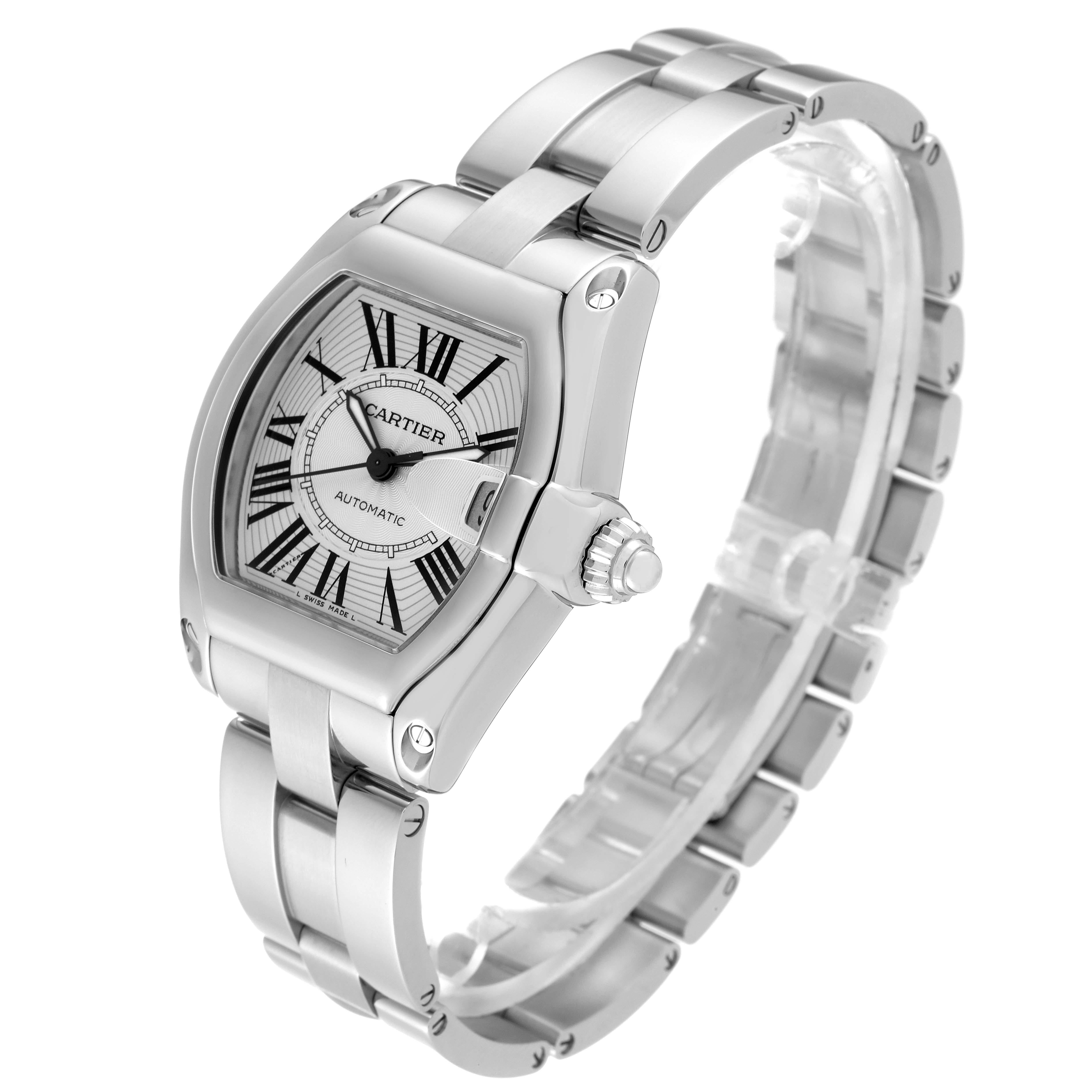 Cartier Roadster Silver Dial Steel Mens Watch W62000V3 Box Papers 5