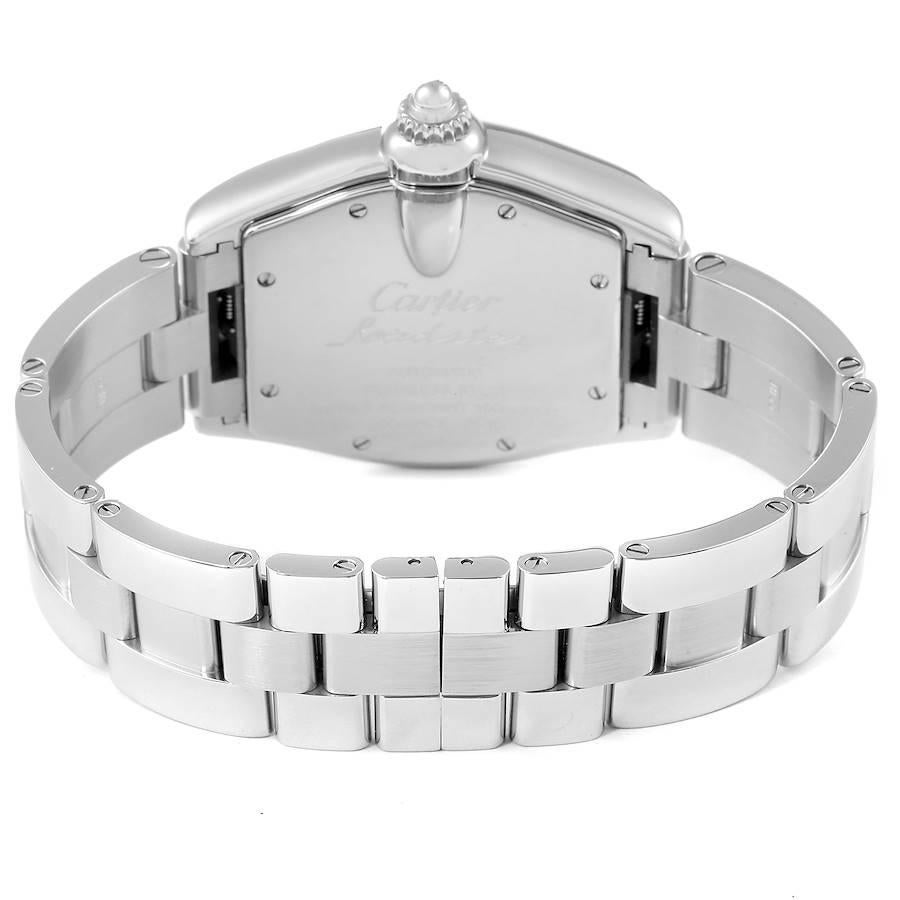 Cartier Roadster Silver Dial Steel Mens Watch W62000V3 Box Papers Strap For Sale 3