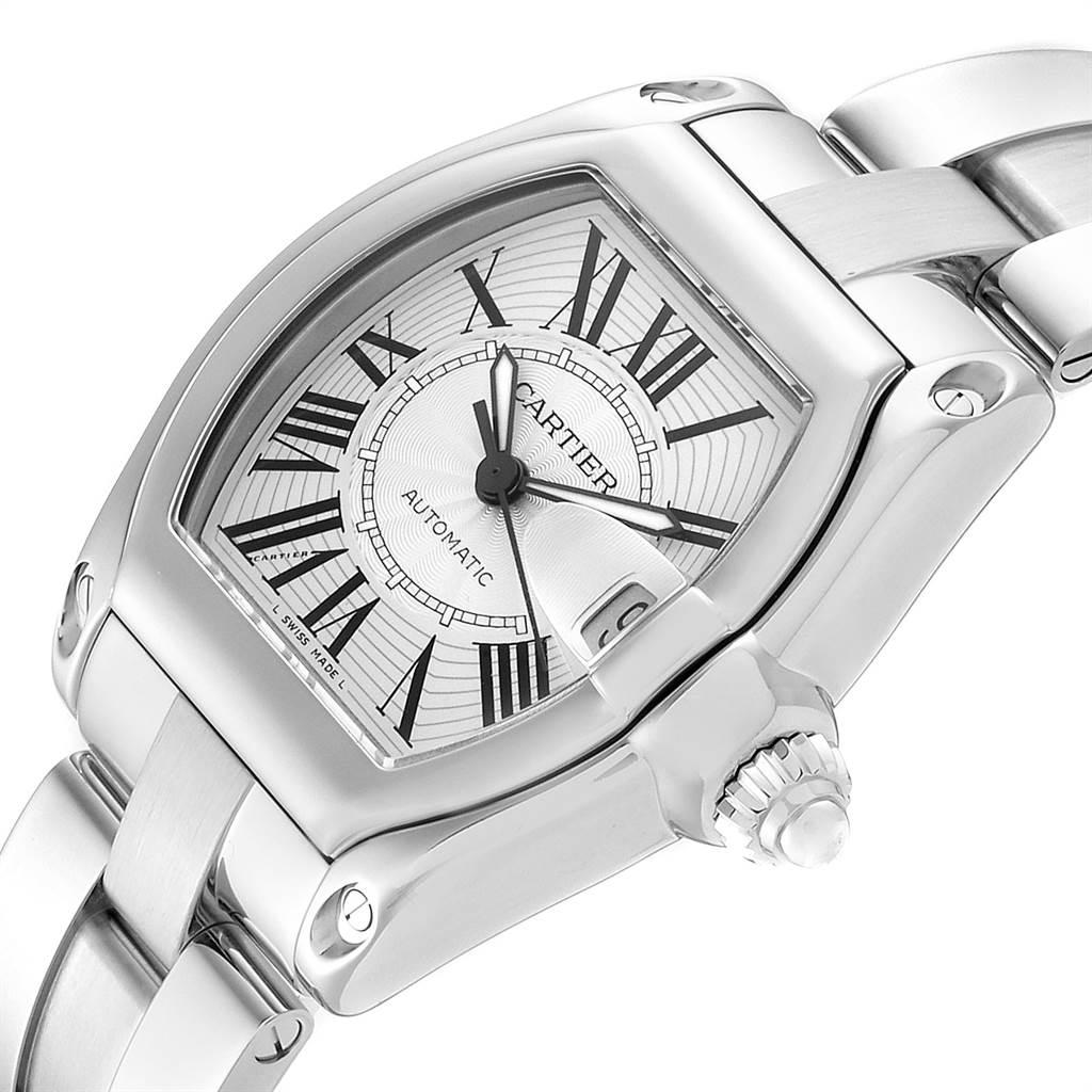 Cartier Roadster Silver Dial Steel Men's Watch W62025V3 Box Papers Strap For Sale 3
