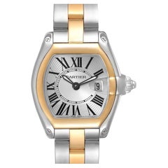 Cartier Roadster Silver Dial Steel Yellow Gold Ladies Watch W62026Y4