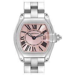 Cartier Roadster Small Pink Dial Steel Ladies Watch W62017V3 Box Papers