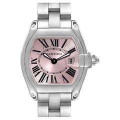 Cartier Roadster Small Pink Dial Steel Ladies Watch W62017V3 Box Papers