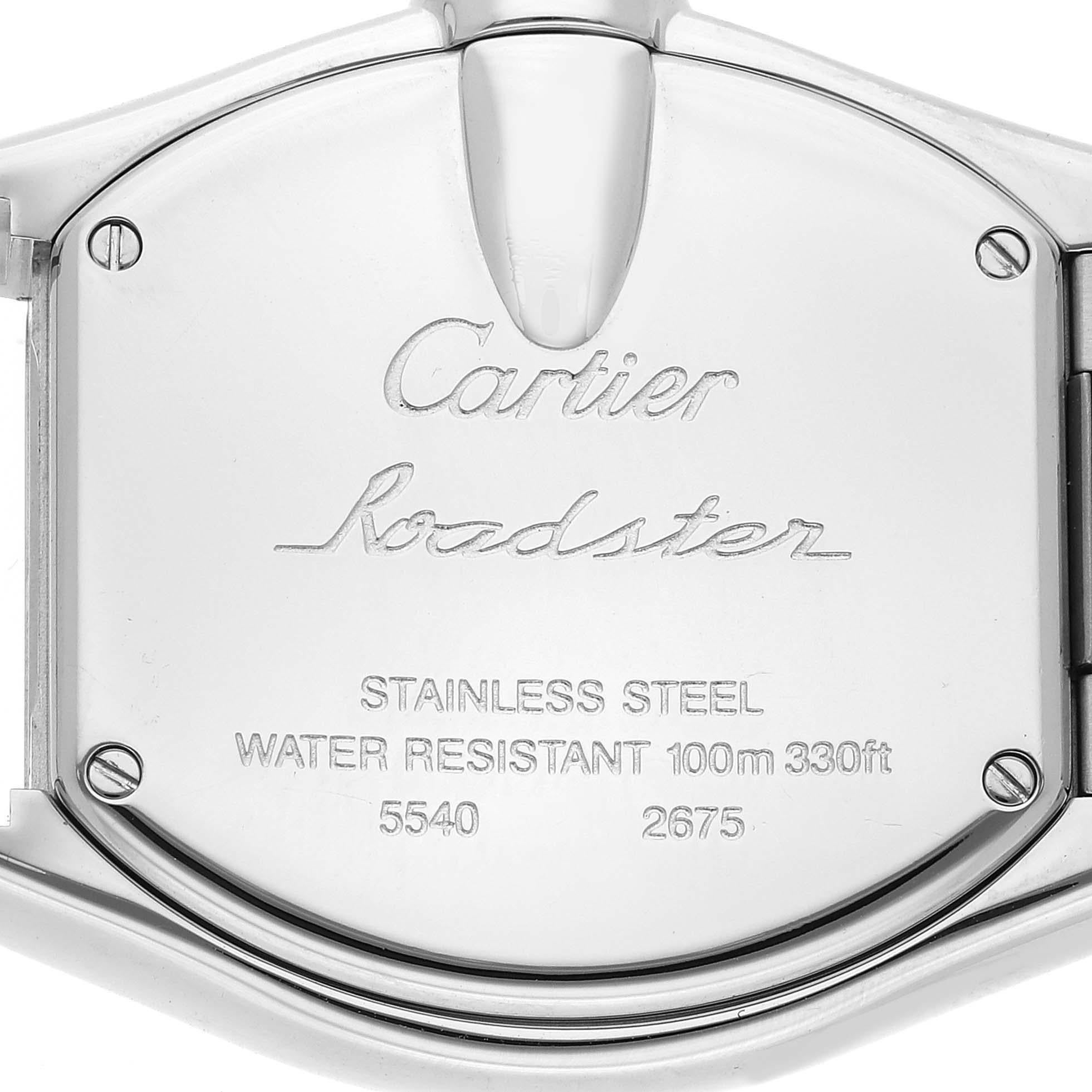 Cartier Roadster Damenuhr aus Stahl mit rosa Zifferblatt W62017V3 4