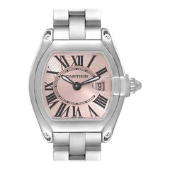 Cartier Roadster Small Pink Dial Steel Ladies Watch W62017V3